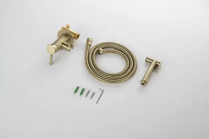Gold Brass Bidet Toilet Faucet Set with Hot and Cold Pressurized Spray Gun