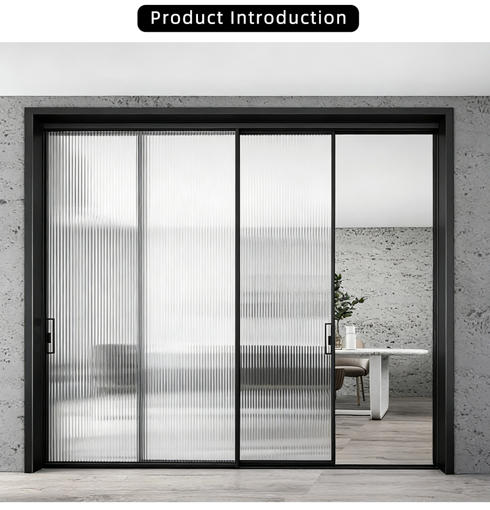 Slim Frame Fluted Glass Sliding Door YJ-P040 X