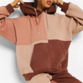 Färgblockerande mode kvinnors hoodies är till försäljning
