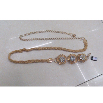 china hot sale fashion women metal chain belt chain belts for women with flower