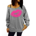 Frauen sexy von der Schulter 80er Outfit Sweatshirt