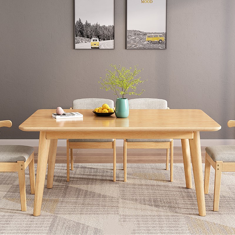 Simple Natural Wood Rectangular Kitchen Table