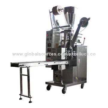 Filter paper packing machine with string and tag