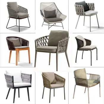 Modern Commercial Patio Washable Aluminum Outdoor Woven Rope Garden Chair and Dining Chair