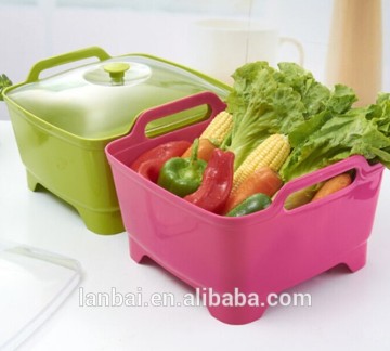 2015 NEW plastic square multifunction Handle basket organizer with lid