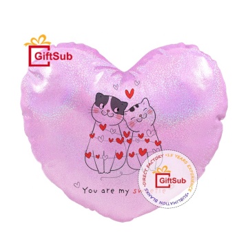 Valentine's Day Decorative Pillow Cases: 35*40cm Polyester Glitter Love Heart Shape Pillow Covers - Hot Selling Sublimation Blank Gifts