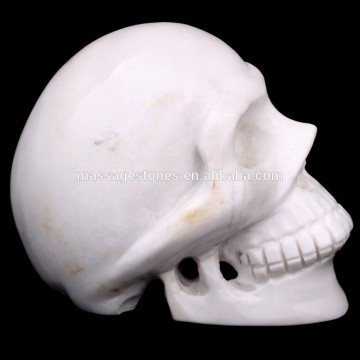 Craved white jade skull head natural decorative skull head