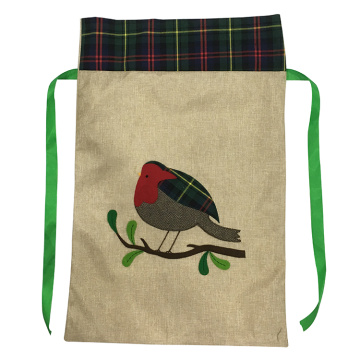 Tartan Trim Hessian Christmas Xmas Sack Cuckoo