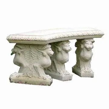 Carved stone 47-inch large chimera bench seat for garden