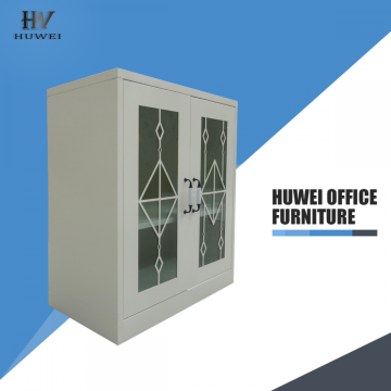 Double door half height steel glass cabinet