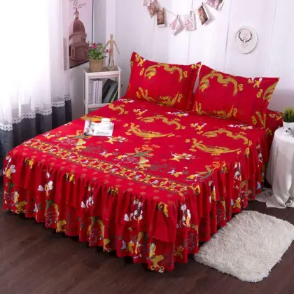 Three-piece Suit Bed Skirt Autumn Winter Simmons Big Bed Bedding 1 Bed Sheet +2 Pillowcase Bedspread Home Princess E11633