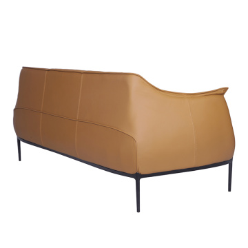 Archibald Brown Leather Dräi-Seater Sofa