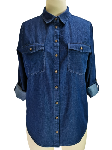 Button Front Flap Pocket Denim Shirt