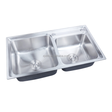 SUS304 Stainless Steel 78x43cm Double Bowl Kitchen Sink