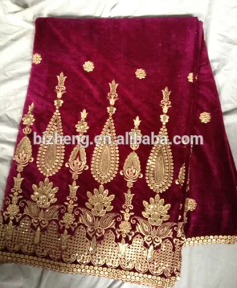 Ready goods red color velvet embroidery george fabric