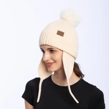 Winter Knitted Woolen Hat for Women - Acrylic Ear-Protection Beanie Hat