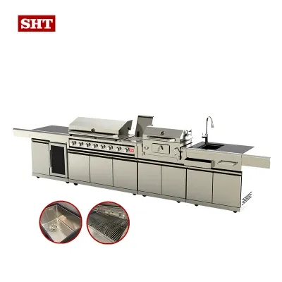 Factory Supply Modular Outdoor Kitchen Wine Coolers with Gas Camping BBQ Grill