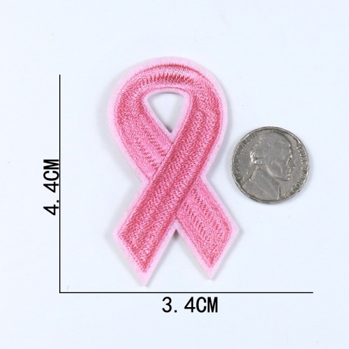 Pink ribbon shape embroidery patches for garment