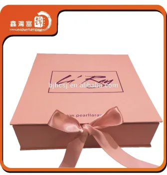 2017 hot selling folding cardboard custom paper box with silk ribbon