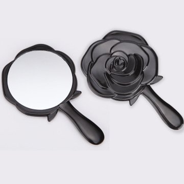 Classic Black and White Rose Portable Makeup Mirror