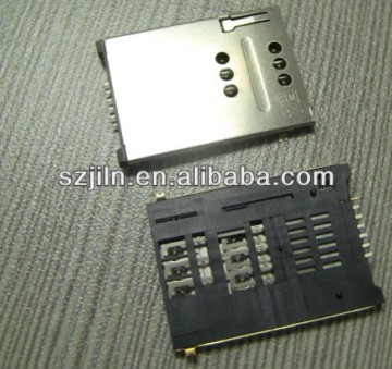 push push type 6P sim card sockets with holes copper shell