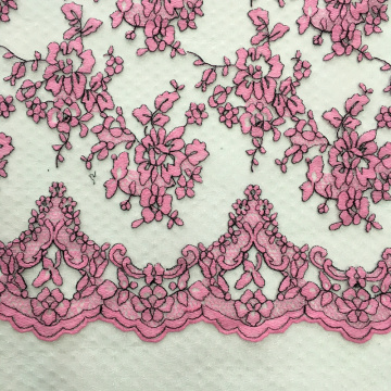 Fashion Flower Pattern Embroidery On Lace Ground