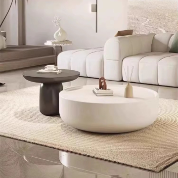 Modern Light Luxury Cream Round Tea Table for Small Apartments