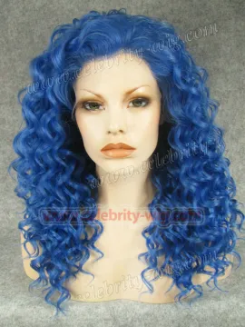 Lake Blue Medium Length Bounce Wavy Rihanna Synthetic Wig