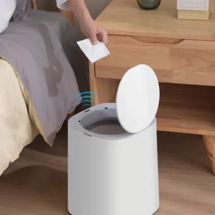 Plastic Sensor Trash Bin with trash bag ring
