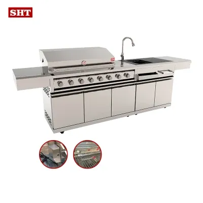 Sample Customization Luxurious Island Outdoor Kitchen Sink Rotisserie Gas BBQ Grill