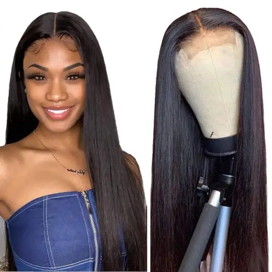 4x4 Straight Human Hair Wigs Lace Closure Wigs Glueless Brazilian Virgin Straight Lace Front Wigs Pre Plucked With Baby Hair