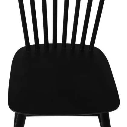 Slatted Black Solid Wood Windsor Dining Room Chair