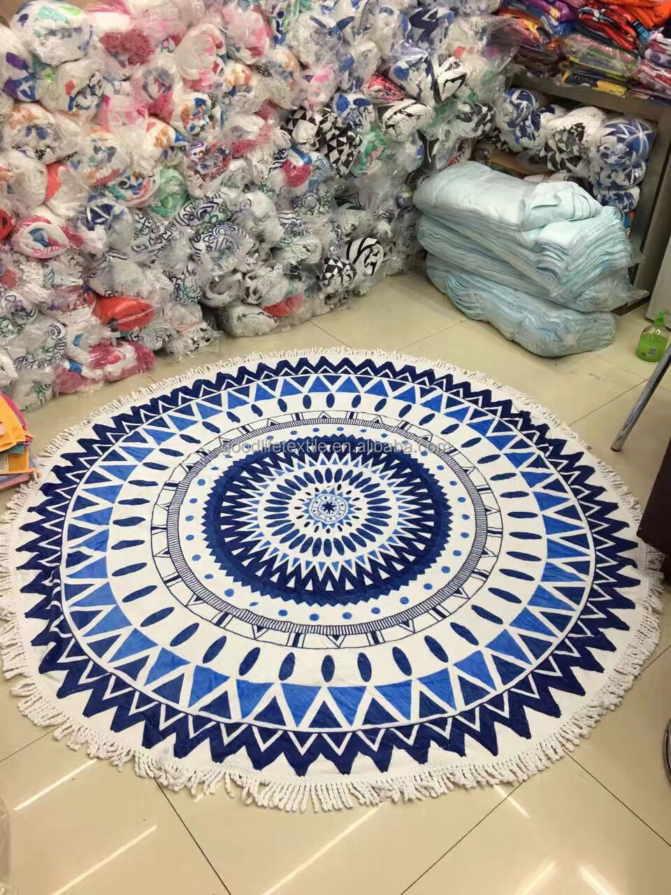 Customize Printed Round Beach Towels With Tassel