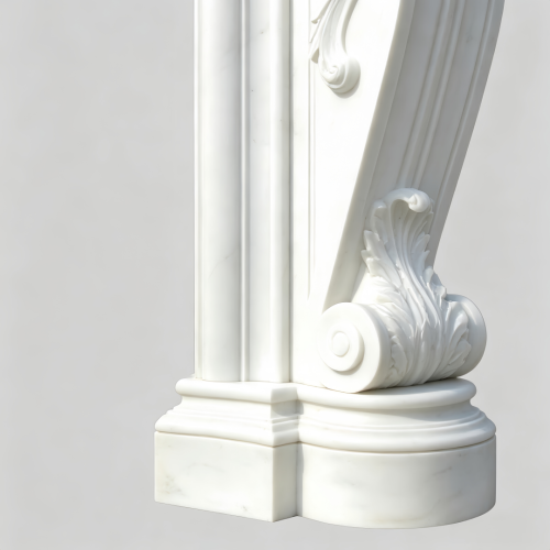 French White Resin Mantel with Rosette