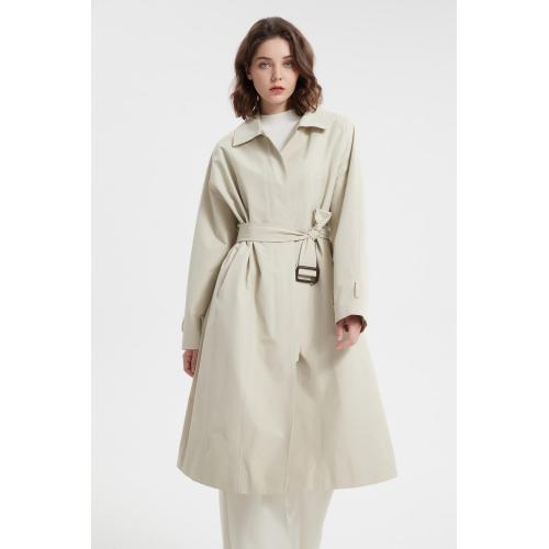 Plaid Coat Womens Long Sleeve Polyester Lapel neck Long Jacket Coat Supplier
