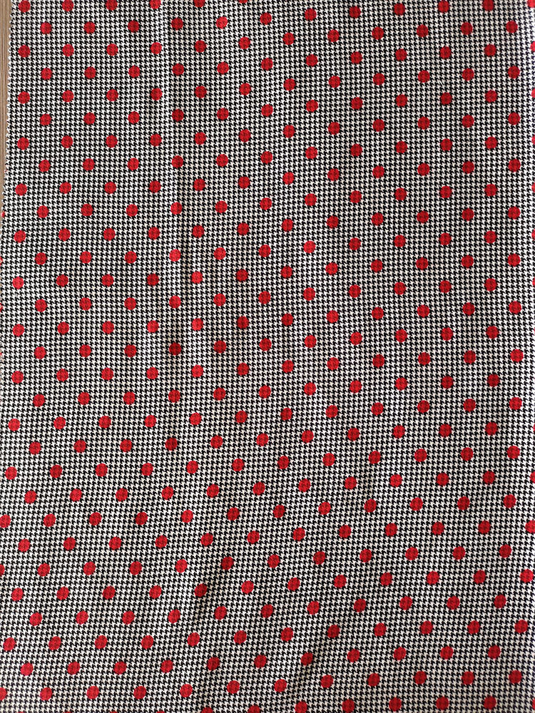 Houndstooth &amp; Dots Rayon Twill 3024S Tejido de punto de impresión