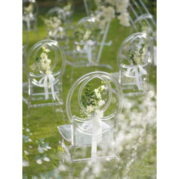 Ergonomic Wood Desk Chair Transparent Crystal Resin Acrylic Round Back Wedding Chair Factory