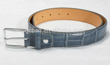 Man's 3.0cm blue col imitation crocodile PU belt