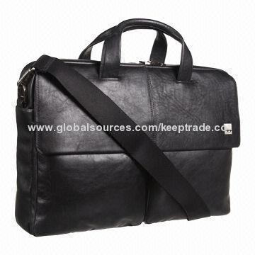 Men's Leather Briefcase, 17-inch Bottom Width