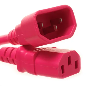 IEC Power Cord C14 to C13 2 Foot Red 10A 250V 18/3 AWG Cable
