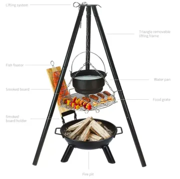Tripod Swivel Grill high quality Outdoor camping bbq grill hanging chain grill with fire bowl