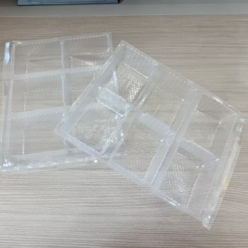 PET Plastic Transparent Rectangular Food 6 Divided Tray