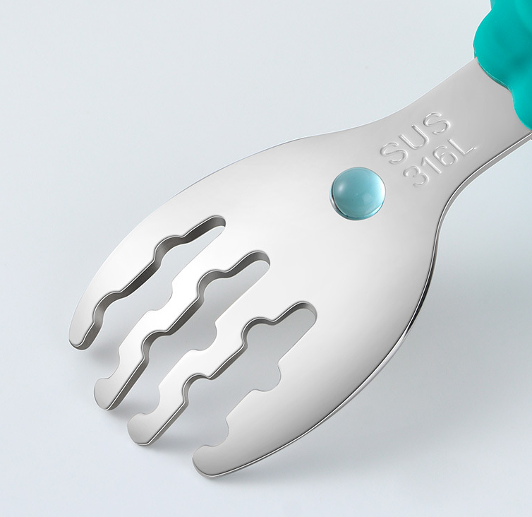 Dinosaur Shaped Silicone Baby Fork And Spoon