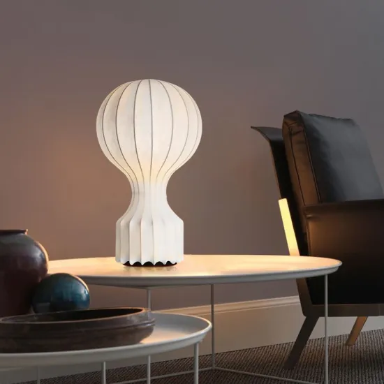 Modern Silk Lampshade Table Lamp for Bedroom and Living Room