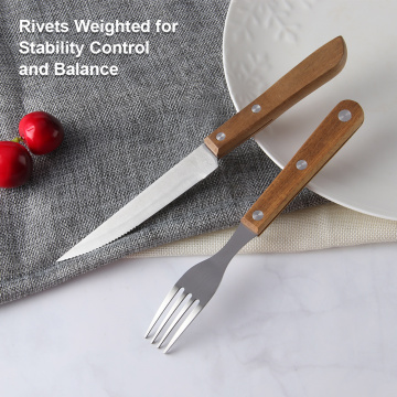 Wooden Handle Steak Knife and Fork for Restaurants