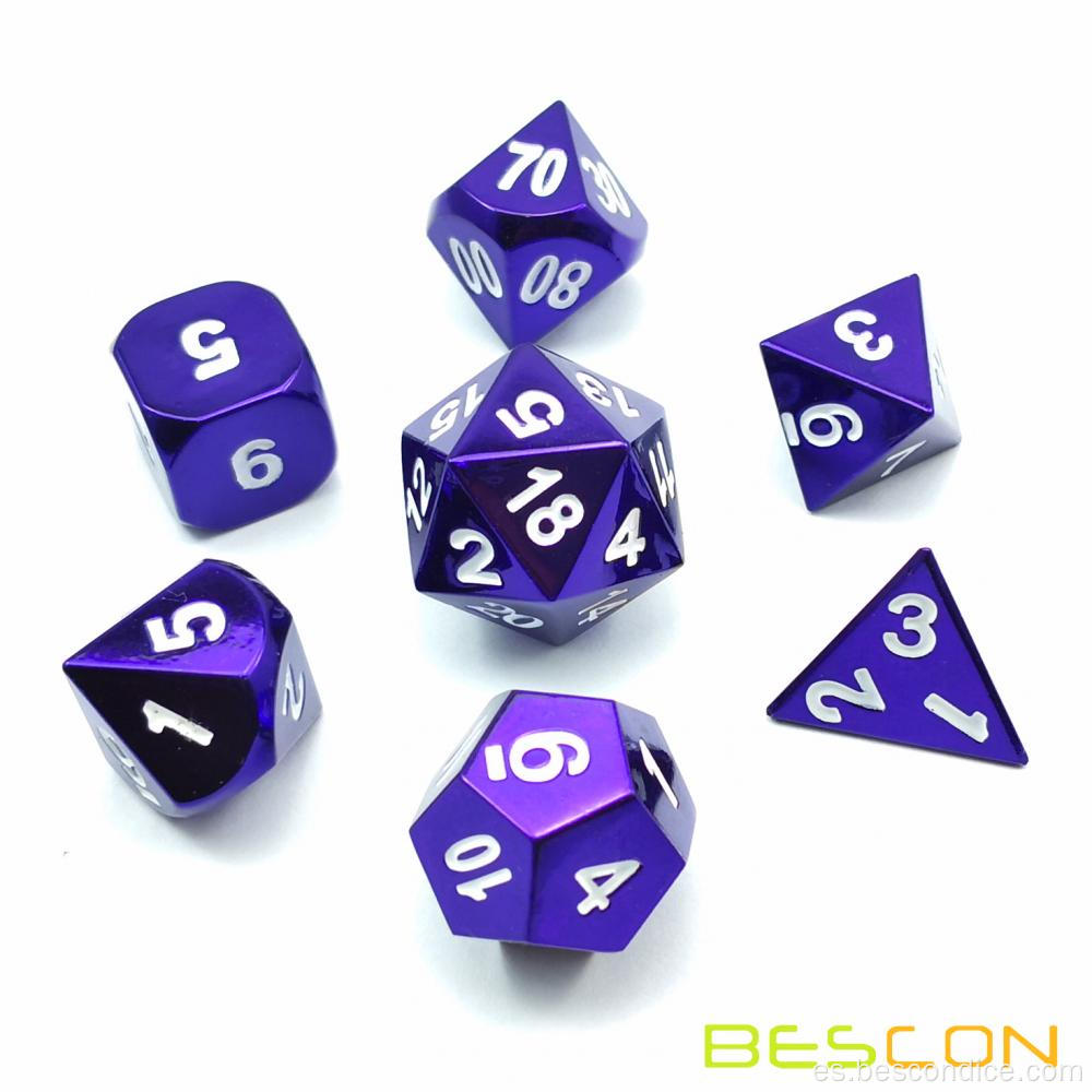 Bescon Hermoso conjunto de dados de metal sólido de servicio pesado de Bescon, juego de 7 dólares de 7 dólares de 7 dólares de 7 dólares D&D metálicos sólidos