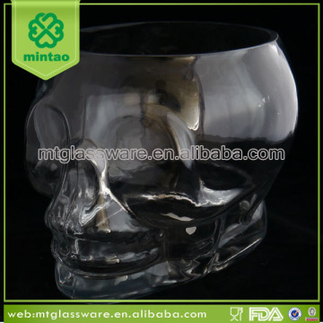 Skull shape clear glass beer and wine ice bucket