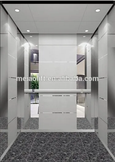USMEOTS brand, mirror car walls, 6-21 persons, VVVF drive small machine room passenger elevator