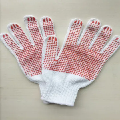 Red Dotted Natural Bleach White Cotton Glove