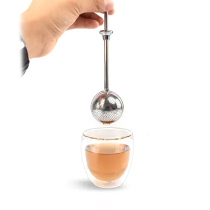 Push Handle Ball Shape Stainless Steel Tea Steeper